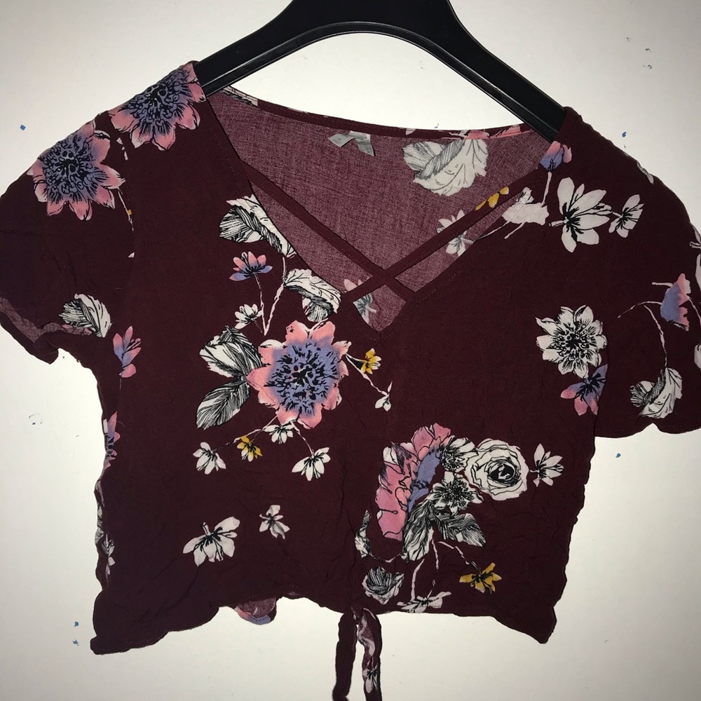 Cropped flower dress shirt